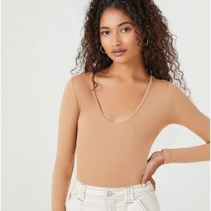 Forever 21 Long-Sleeve Bodysuit in the color carob. size woman’s M
